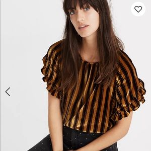 Madewell Velvet Memento Ruffle Sleeve Top